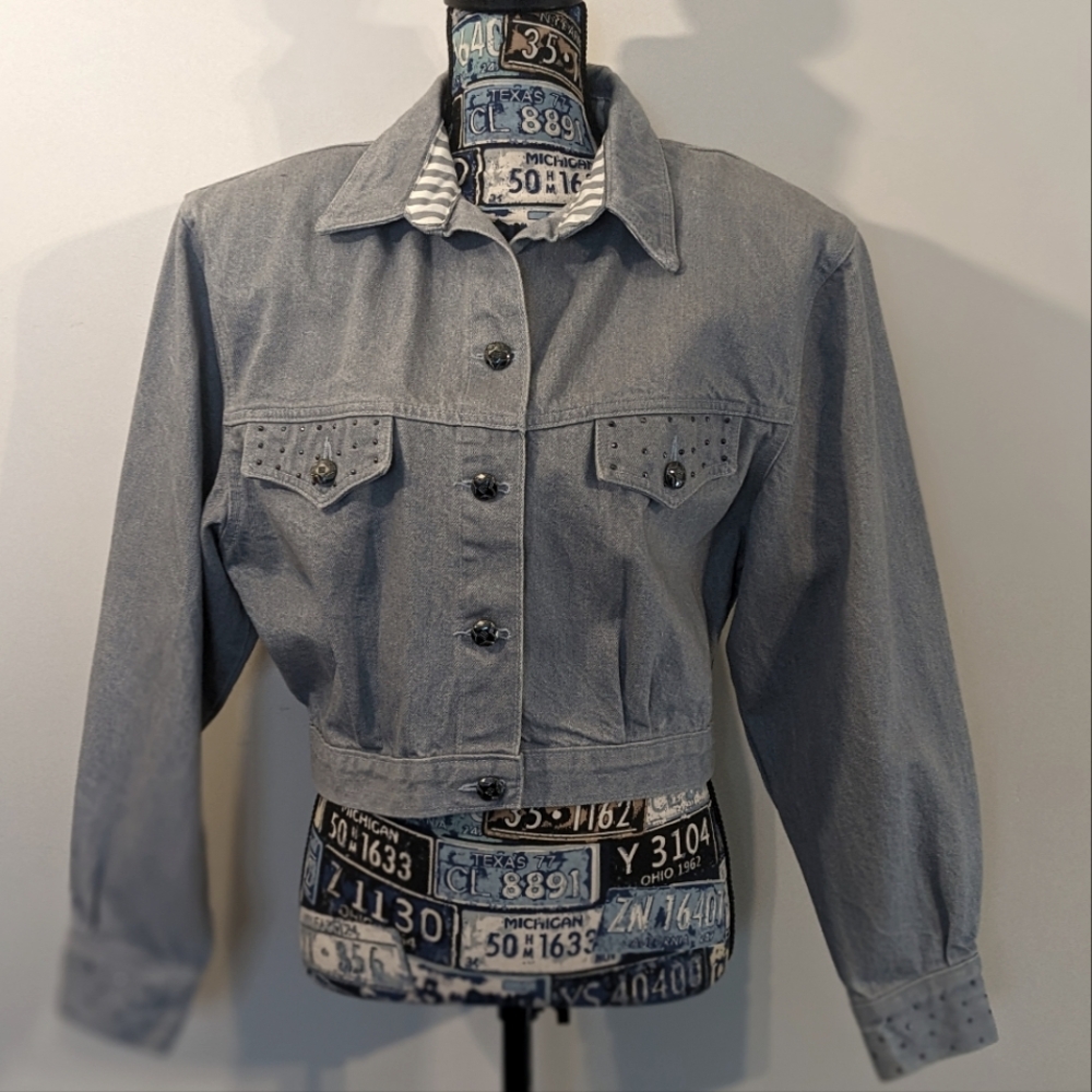 Vintage 1980s Opal By Lorraine Wardy Cropped Western Denim Jacket Womens